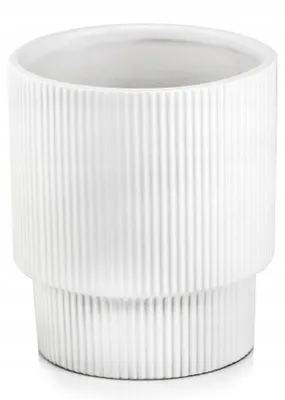 Immagine prodotto di Vaso da fiori in Vetroceramica, rotondo, scanalato, bianco opaco, 13 cm; coprivaso, decorazione moderna per piante