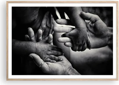 Produktbild von Gerahmtes Poster - Rahmen in heller Eiche - Hände Toleranz Gemeinschaft - 100x70 cm - Wand Bild - Wanddeko - Wandbilder - Kunstposter - Wandposter - Bilderrahmen - Bilder - P2NAA100x70-4990