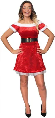 Productafbeelding van y Rode Velours Kerstjurk Dames met Petticoat - Feestelijk Kerstkostuum