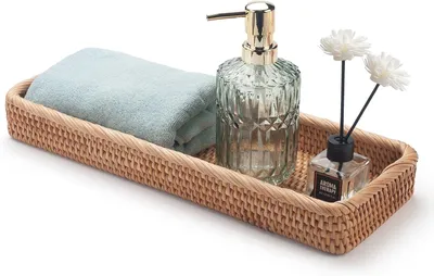 Produktbild von Rattan-Badezimmerablagen – 41,5 × 15,5 × 5 cm – Weidenkorb – Organisation + Dekoration – natürlich