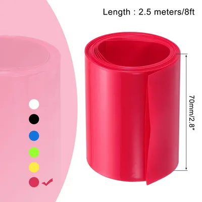 Produktbild von 2,5m L?nge PVC Schrumpfschlauch 44mm ID, 70mm Flachbreite Isolierschlauch Wasserdicht Schutzschlauch, Verh?ltnis 2:1 Schrumpfschl?uche fš¹r 18650 21700 AA AAA Batterien, Rot