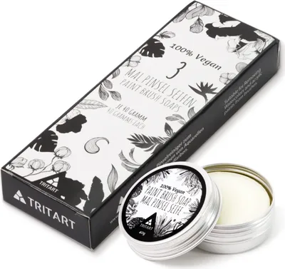 Produktbild von Tritart Pinselreiniger für Acrylfarbe und Aquarell - 3X Künstlerseife und Malpinsel Reiniger | 3X 40g vegane Pinselseife für Künstler