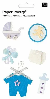 Obrázok produktu pre 3D-Sticker Zur Geburt Blau