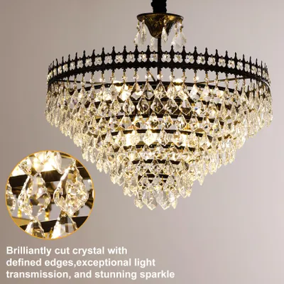 Produktbild von WISFOR Kristall Kronleuchter Deckenleuchten Pendelleuchte Esstisch Hängelampe 30/60cm Höhenverstellbar 3 Farbtemperaturen Metall inkl. E14