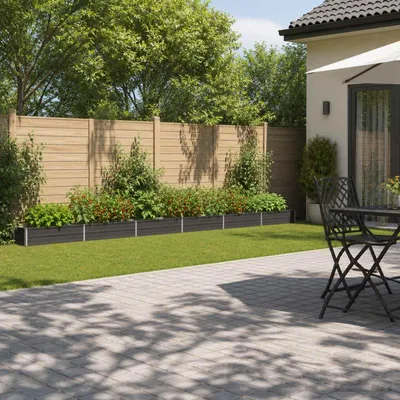 Productafbeelding van Verhoogde tuinbak voor in de tuin, antracietkleur, 600 x 40 x 24 cm