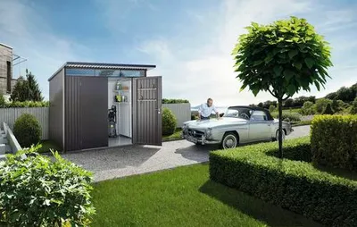 Obrázek produktu pro Plechový zahradní domek Biohort AvantGarde A7 dvoukřídlé dveře 254 x 254 cm tmavě šedý metalický