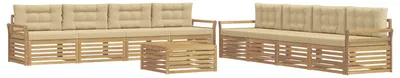 Immagine prodotto di vidaXL Set da divano da esterno, 9 pezzi, bianco e beige