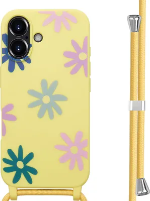 Produktbild von imoshion SilikonHülle design mit Band iPhone 16 - Yellow Flower Distance
