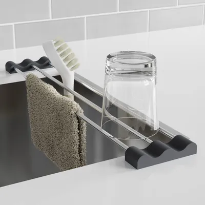 Abtropfgestell für Spülbecken, ausziehbar, Edelstahl, 30,5–55 cm, schwarz