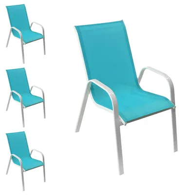 Produktbild von 4erSet Stühle MARBELLA aus blauem Textilene - weißem Aluminium