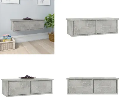 Produktbild von vidaXL Wand Schubladenregal Betongrau 60x26x18,5 cm Holzwerkstoff - Schubladenregal - Schubladenregale - Wandregal - Wandregale