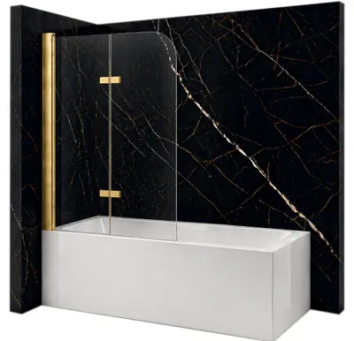 Produktbild von Silla Marion Badewannenaufsatz 100x140 cm Gold gebürstet, 2-teilig faltbar, Nano