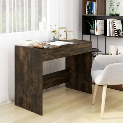 Immagine prodotto di Maison Exclusive - Scrivania in legno impiallacciato noce, dimensioni 101x50x76,5 cm