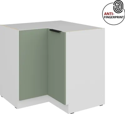 Produktbild von Küchen Eckunterschrank 90x90 cm Küche ARIA Aquamarin ultra matt + Weiss matt, hochwertige Fronten mit Anti Fingerprint Beschichtung Küchenzeile Küchenblock