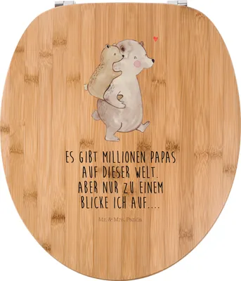 Produktbild von Mr. & Mrs. Panda Klobrille Papa Bär - Transparent - Geschenk, Vatertag, Geburtstag, Toilettendeckel, Klo-Deckel, Vater, Familie, klo deckel, WC Brille, Sitz, Holz