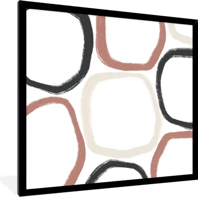 Produktbild von MuchoWow® Gerahmtes Poster Minimalismus - Geometrische Formen - Pastell - Muster 40x40 cm - Poster mit Schwarzem Bilderrahmen Wandposter Rahmen Foto Bilder - Mit Rahmen - Wanddekoration Schlafzimmer