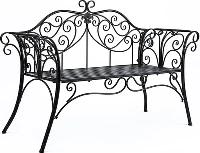 Image de Banc Banc de jardin Banc en bois Mobilier de jardin Banc de parc Résistant aux intempéries Métal Design Nouveau