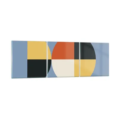 Produktbild von Bilder auf glas - 3 Teile - Stück Geometrisch Rad - 150x50cm - Glasbilder - Wandbilder - Bilder - zum Aufhängen bereit - Wanddekoration aus Glas - Glas Bilder - Wandbild auf Glas - GCA150x50-4771