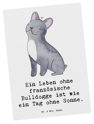 Produktbild von Mr. & Mrs. Panda Postkarte Französische Bulldogge - Weiß - Geschenk, bildkarte, Hunde, Ansichtskarten, Hund, Hunderassen Charakter, Hunderasse, Anpassungsfähigkeit