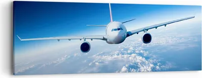 Produktbild von Bild auf Leinwand - Leinwandbild - Flugzeug himmel wolken flug - 90x30cm - Wand Bild - Wanddeko - Leinwanddruck - Bilder - Kunstdruck - Wanddekoration - Leinwand bilder - Wandkunst - AB90x30-2723