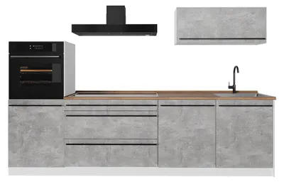 Produktbild von Küchenzeile Vicco R-Line Beton/Weiß 280 cm Arbeitsplatte Goldkraft Eiche, Model 67270