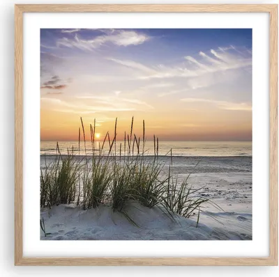 Produktbild von Gerahmtes Poster - Rahmen in heller Eiche - Westen Sonne Strand - 50x50 cm - Wand Bild - Wanddeko - Wandbilder - Wandposter - Bilderrahmen - Bilder - Kunstdruck - Wandbild - P2NAC50x50-4201