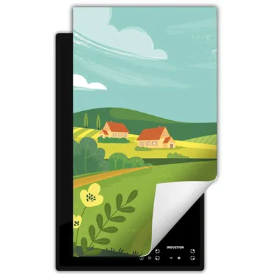 Produktbild von DarHaus Herdabdeckplatte 1 teilig 30x52 cm Anti Rutsch Matte Aufrollbar, Dorf