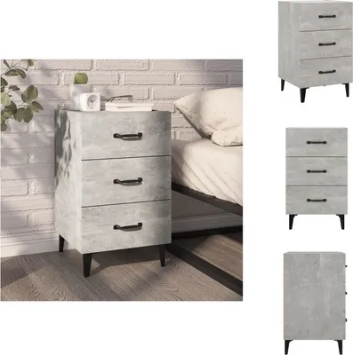 Immagine prodotto di vidaXL Comodino grigio cemento 40x40x66 cm materiale legno - Comodini