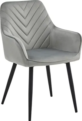 Image de Chaise de salle à manger, chaise de cuisine, chaise rembourrée, chaise de maquillage Fauteuil lounge en velours, supporte jusqu'à 110 kg, gris argenté