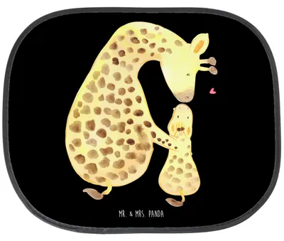 Produktbild von Mr. & Mrs. Panda Sonnenblende Auto Giraffe Kind - Schwarz - Geschenk, Afrika, saugnapf sonnenschutz, Lieblingsmensch, Mutter, Sohn, Mama, autofenster, Autoscheibe