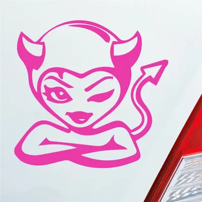 Produktbild von Auto Aufkleber Teufel Sexy Devil Style Tuning 10x9,6 cm Pink Sticker Heckscheibenaufkleber