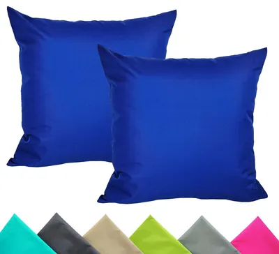 Produktbild von JACK 2er Set 40x40cm Outdoor Kissenhülle Kissenbezug Wasserfest Sitzkissen Lounge Kissen Garten Stuhl Lotus Effekt, Farbe:Blau