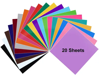 Image de Euqvunn, lot de 20 feuilles de vinyle pour traceur, format 30,5 cm x 30,5 cm, vinyle robuste multicolore