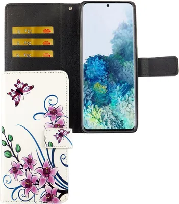 Produktbild von Samsung Galaxy S20 Plus Tasche Handy Hülle Schutz-Cover Flip-Case mit Kartenfach Lotusblume