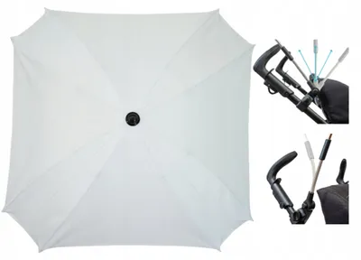 Produktbild von Skyline Kinderwagen-Sonnenschirm Weiß Quadratisch UV50+ 62cm