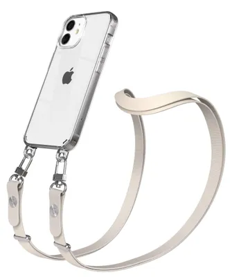 Produktbild von EAZY CASE Handykette magnetisch mit Handyhülle für Apple iPhone 12 Mini, Crossbody Handyband 1-1,90m verstellbar mit 2 Ösen in Creme