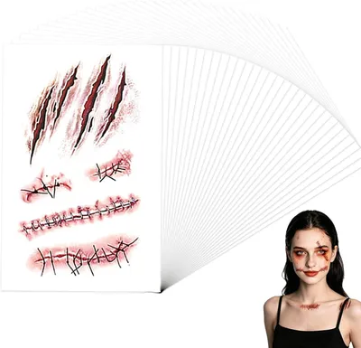 Produktbild von Temporäre Halloween-Tattoos, 30 Blatt, 10 x 6 cm, für Kostümmake-up