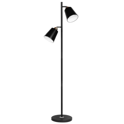 Produktbild von MasterLED Stehleuchte – Höhe 1400 mm – schwenkbar – schwarz mit gold – 2-flammig – stehlampe schwarz gold – wohnzimmer standleuchte – KOKO