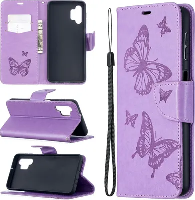 Produktbild von Mobigear Butterfly  Samsung Galaxy A32 5G Hülle Klapphülle Geldbörse - Lila