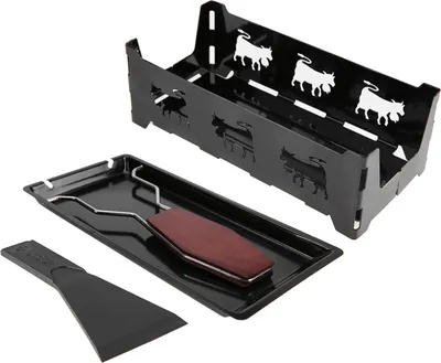 Obrázok produktu pre Prenosný nepriľnavý plech na raclette a pečenie s drevenou rukoväťou a nástrojom na grilovanie