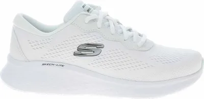 A white Skechers sneaker is shown from the side against a white background.