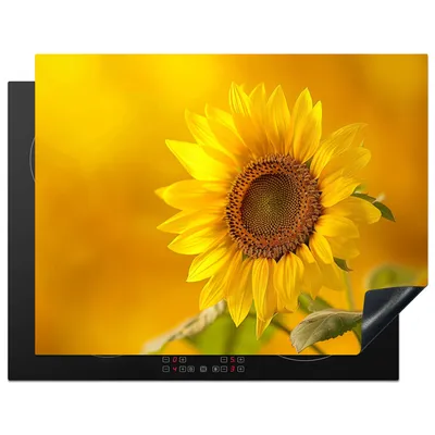 Produktbild von KitchenYeah© Herdabdeckplatte Sonnenblume - Blume - Gelb , 77x59cm, Küche Deko, Glaskeramikkochfeld Herdabdeckung, Abdeckplatte fùr Kochfeld