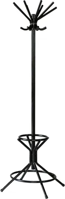 Produktbild von Freistehender Garderoben- & Regenschirmständer aus Metall | Höhe 178cm | Drehbare Krone & 8 Doppelhaken | Schwarz