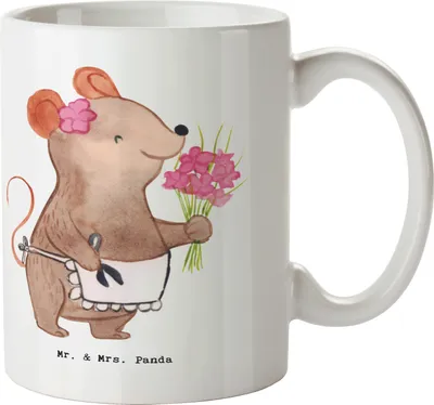 Produktbild von Mr. & Mrs. Panda Tasse Floristin Herz - Weiß - Geschenk, Blumenstrauß, Kaffeetasse, Blumenlanden, Ausbildung, haferl, Kaffeebecher, Keramikbecher, Romantisch, schöne