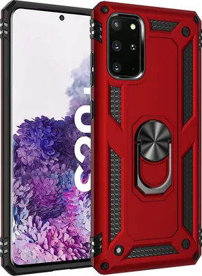 Image de Galaxy S20 Plus Case with Ring, Dual Layer Hard PC TPU, Shockproof Case with Stand for Samsung Galaxy S20 Plus red
