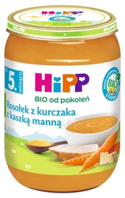 Zdjęcie produktu dla HiPP Rosół z kurczakiem i mannądla dzieci po 4. miesiącu 190 g
