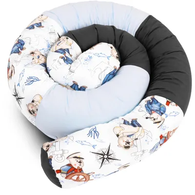 Produktbild von Amilian Bettschlange 210cm – Nestchenschlange für Babybett, Nestchen, Bettumrandung & Kantenschutz – Seitenschläferkissen – Bettrolle - Kopfschutz