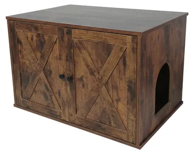 Zdjęcie produktu dla Relaxdays Szafka na kuwetę dla kota, przegroda, wejście, do ukrycia kuwety, wymiary: 50 x 80 x 53 cm, ciemnobrązowa