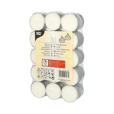 Produktbild von Papstar Teelichte Ø 37 mm 19 mm weiß Brenndauer 6 h, 20 x 30 Stück