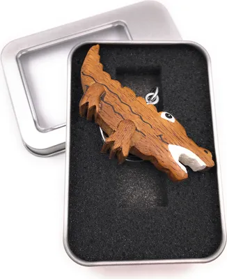 Produktbild von Schlüsselanhänger Holz Krokodil Alligator Tier gefährlich Anhänger in Geschenkbox